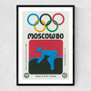 Moscow Olympics Cycling Matchbox Label Narrow Black Frame