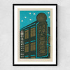 Buildings Matchbox Label Narrow Black Frame