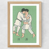 Japanese Wrestlers Matchbox Wide Oak Frame