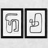 Abstract Monochrome Diptych Wide Black Frame