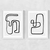 Abstract Monochrome Diptych Medium White Frame