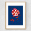 Indigo Pomegranate Medium Oak Frame