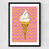 Ice Cream Pink Zigzag Medium Black Frame
