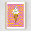 Ice Cream Pink Zigzag Medium Oak Frame