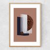 Watercolor Shapes Red Narrow Oak Frame