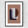 Watercolor Shapes Red Narrow Black Frame