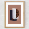 Watercolor Shapes Red Wide Oak Frame
