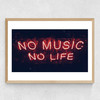 No Music No Life Medium Oak Frame