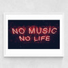 No Music No Life Medium White Frame
