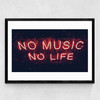 No Music No Life Medium Black Frame