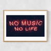 No Music No Life Narrow Oak Frame