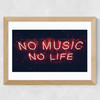 No Music No Life Wide Oak Frame