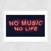 No Music No Life Narrow White Frame