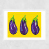 Aubergines on Yellow Narrow White Frame
