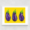 Aubergines on Yellow Medium White Frame