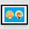 Scallops on Blue Wide Black Frame