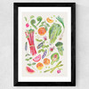 Spring Harvest Of Fruit And Vegetables Wide Black Frame