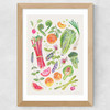 Spring Harvest Of Fruit And Vegetables Wide Oak Frame
