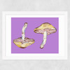 Mushrooms on Purple Wide White Frame
