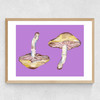 Mushrooms on Purple Medium Oak Frame