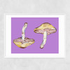 Mushrooms on Purple Narrow White Frame