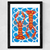 Langoustines on Blue Wavey Wide Black Frame