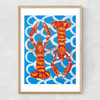 Langoustines on Blue Wavey Narrow Oak Frame