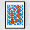 Langoustines on Blue Wavey Medium Black Frame