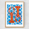 Langoustines on Blue Wavey Medium Oak Frame