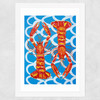 Langoustines on Blue Wavey Wide White Frame