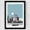 Liverpool Cityscape by Becks Norf Design Wide Black Frame
