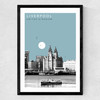 Liverpool Cityscape by Becks Norf Design Medium Black Frame