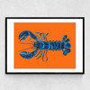 Lobster on Orange Narrow Black Frame