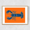 Lobster on Orange Narrow Oak Frame