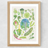 Green Harvest Of Fruit And Vegetables Wide Oak Frame