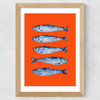 Sardines Orange Wide Oak Frame