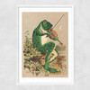 Frog Playing Violin Narrow White Frame