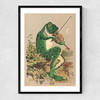 Frog Playing Violin Narrow Black Frame