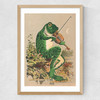 Frog Playing Violin Medium Oak Frame