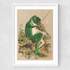 Frog Playing Violin Medium White Frame