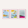 Red Poppies Field Abstract Triptych