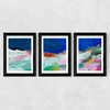 Blaue Landschaft Triptych Wide Black Frame