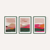 Green and Pink Abstract Triptych