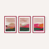 Green and Pink Abstract Triptych
