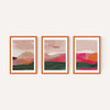 Green and Pink Abstract Triptych