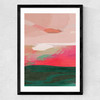 Green and Pink Abstract II Medium Black Frame