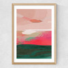 Green and Pink Abstract II Medium Oak Frame