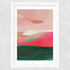 Green and Pink Abstract II Wide White Frame