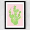 Linocut Cacti Wide Black Frame