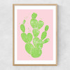 Linocut Cacti Narrow Oak Frame